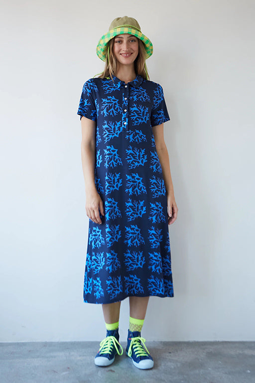Vestido midi coral azul
